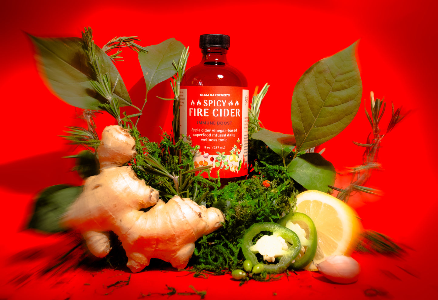 FIRE CIDER • Superfood infused daily wellness tonic with local honey, wild plants, and organic ingredients