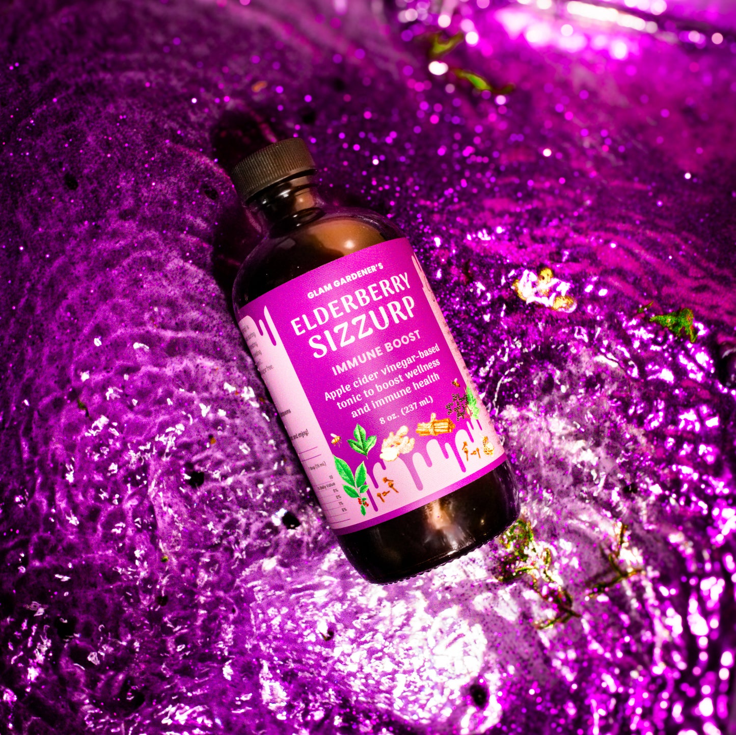 ELDERBERRY SIZZURP (syrup) with local honey, wild plants, wildcrafted elderberries, and organic ingredients