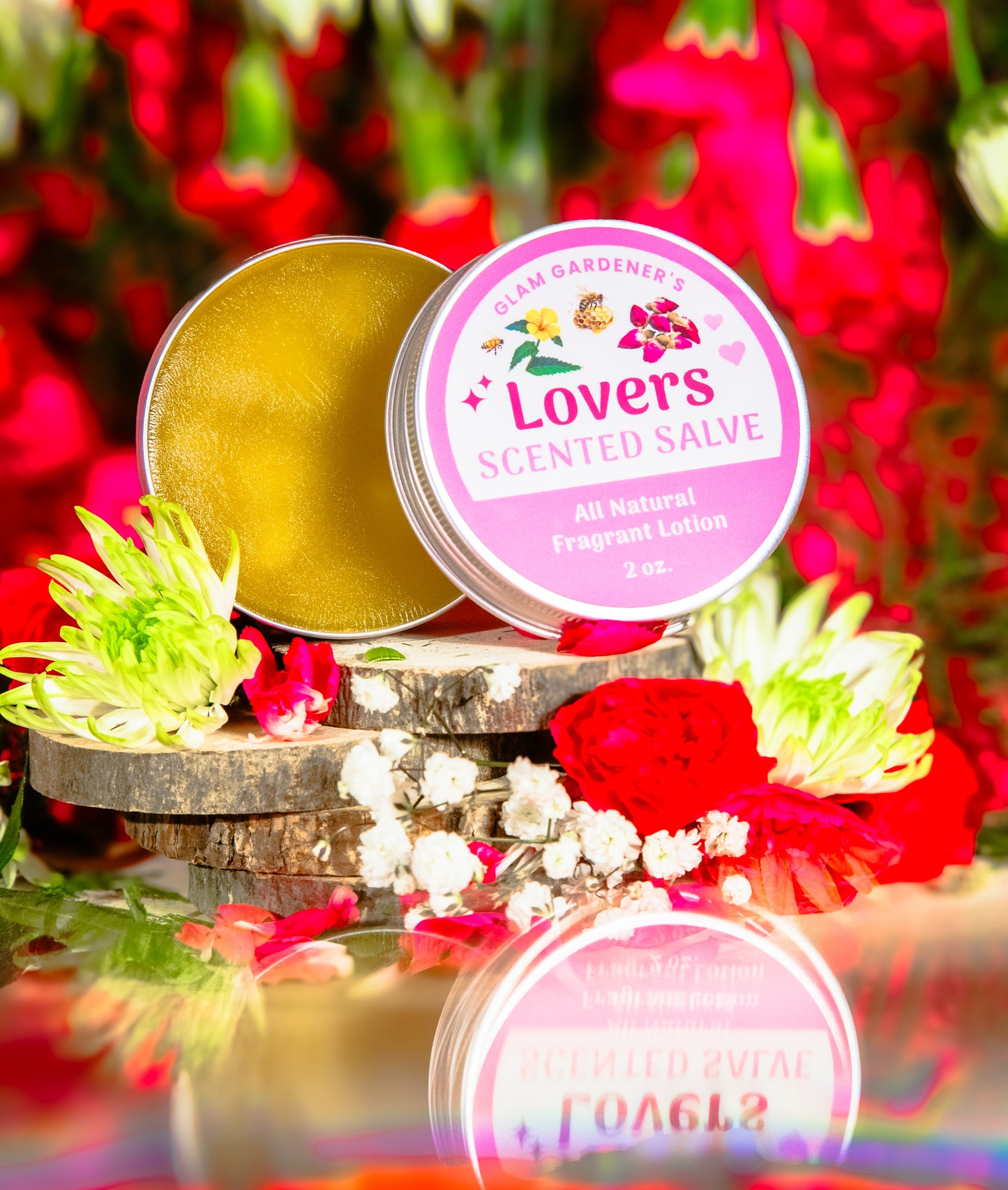 LOVERS SALVE | Natural solid perfume and hydrating lotion infused with Rose, Damiana, and Rose absolute oil