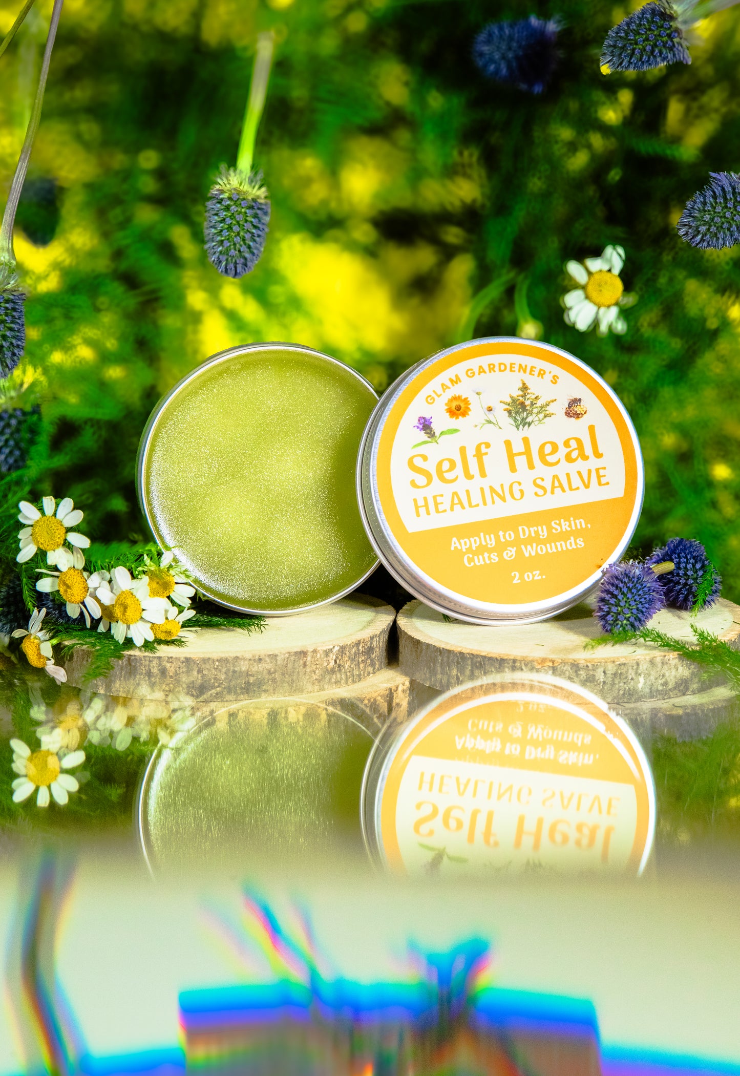 Glam Gardener's Self heal with kosher chamomile essential oil, 100% natural lotion remedy.