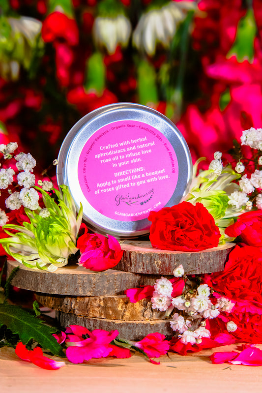 VEGAN Lovers Salve • Natural solid perfume and hydrating lotion infused with Rose, Damiana, and Rose absolute oil