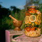 Fire cider (superfood infused daily wellness tonic) with local honey, wild plants, and organic ingredients