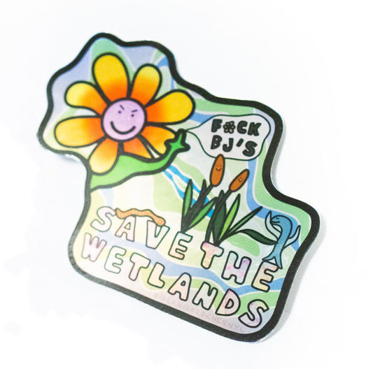 holographic save the wetlands sticker