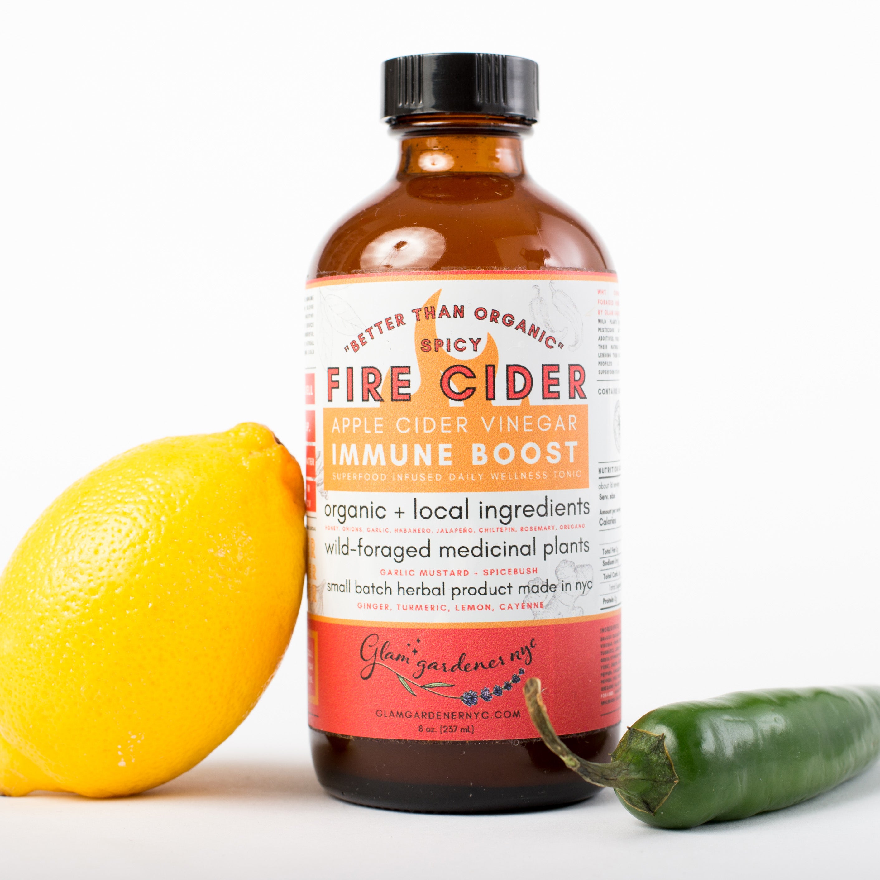 fire cider superfood infused seasonal remedy handcrafted in new york by glam gardener with wild spicebush and healing plants spicy