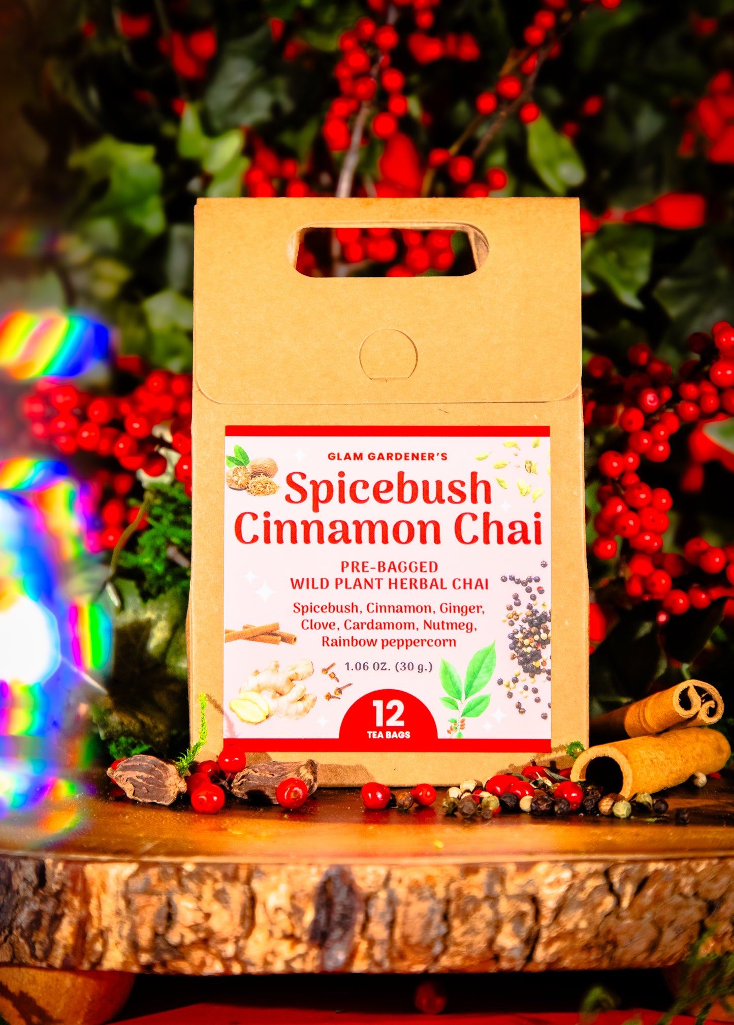 Spicebush Cinnamon Chai tea bagged herbal tea (sweet, spicy, and warming)