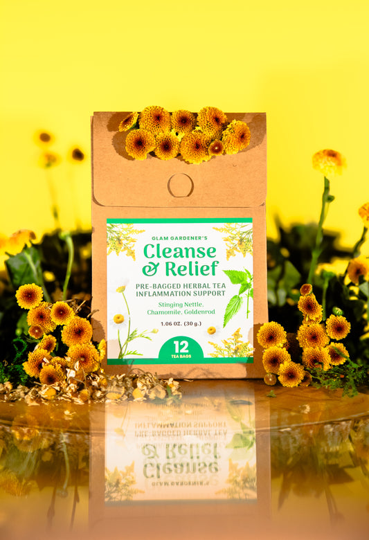 CLEANSE & RELIEF | Anti-inflammatory, nervine & allergy support | Pre-bagged herbal tea with Goldenrod, Stinging nettle, and Chamomile | 100% Wildcrafted & organic