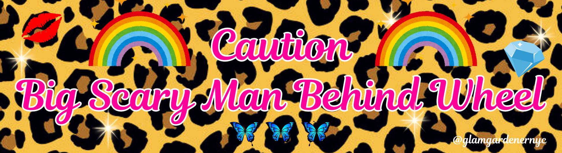 Caution: big scary man behind wheel by Glam Gardener NYC. Funny & Silly bumper stickers for men and women. 