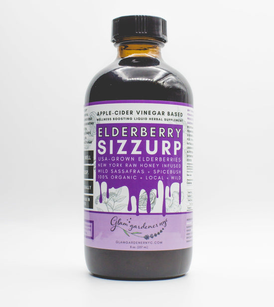 elderberry sizzurp (syrup) by glam gardener nyc organic local honey and wild plants new york state 