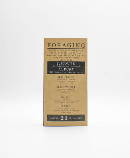 Herbal pre-rolls for smoking with wild-harvested mullein, wild-harvested mugwort, organic mint, and organic sage designed for calming, sweet dreams, and relaxation