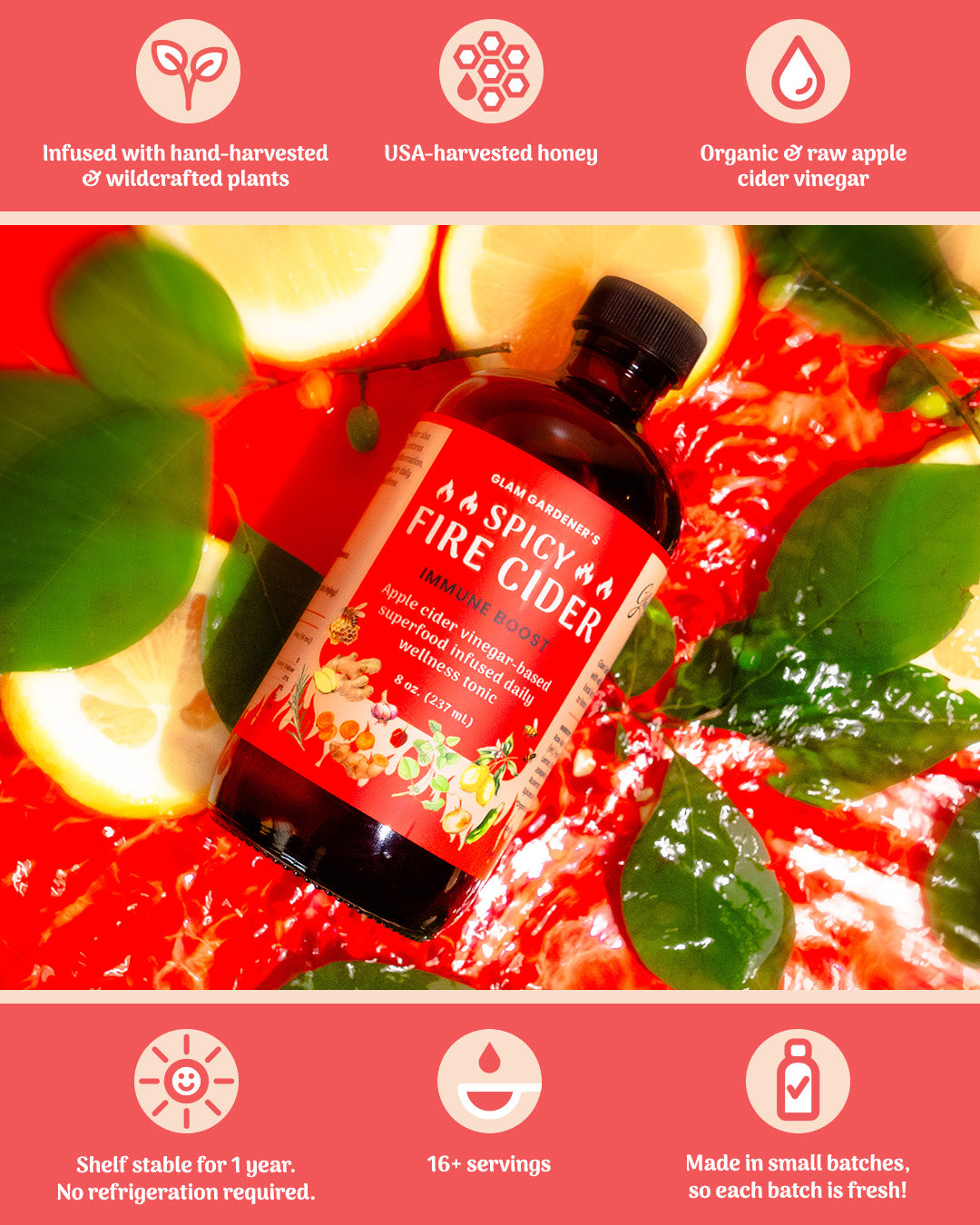 FIRE CIDER | Superfood infused daily wellness tonic with local honey, wild plants, and organic ingredients