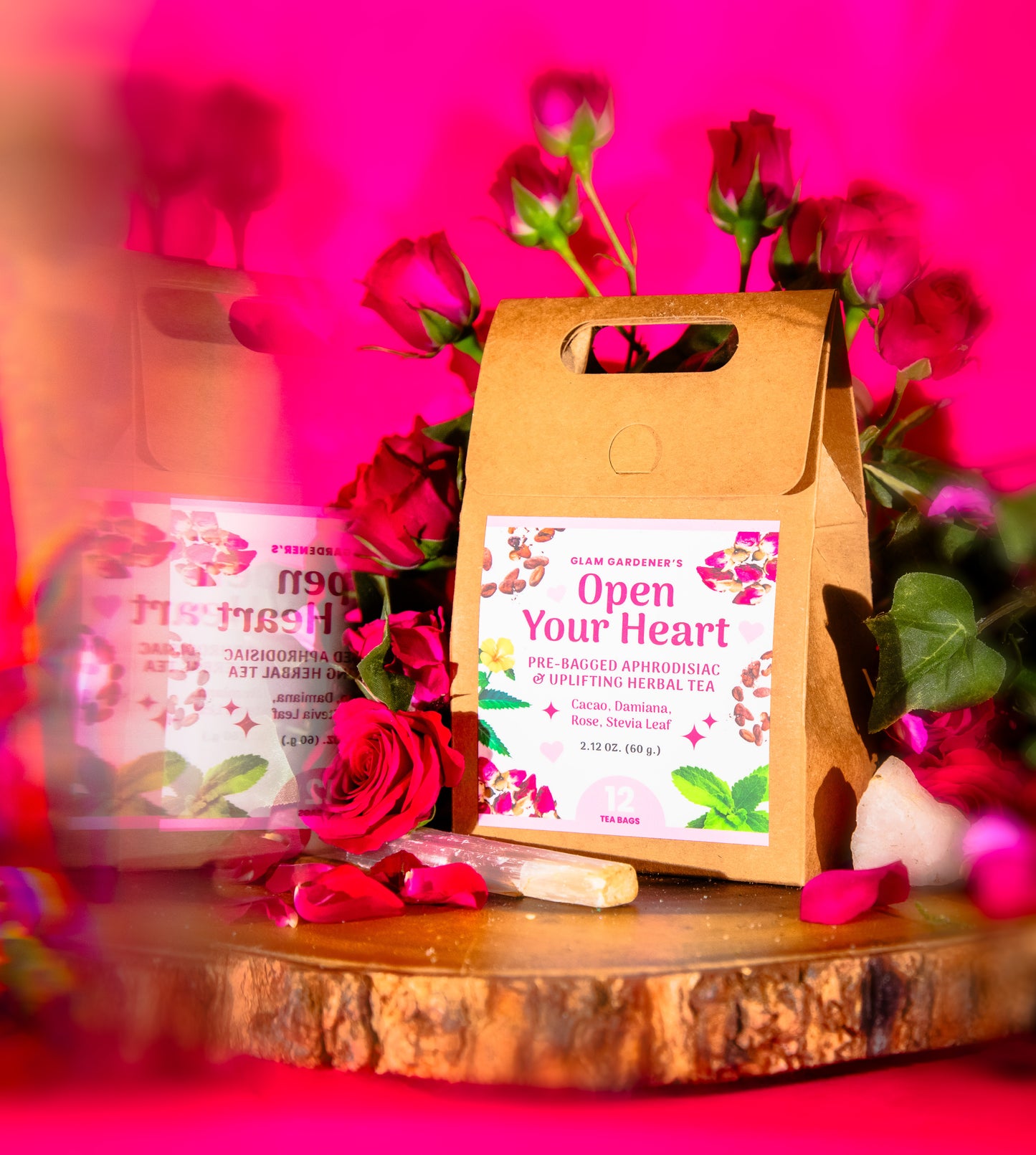 OPEN YOUR HEART | Aphrodisiac & heart-opening tea with Organic Cacao, Damiana, Rose & Stevia Leaf