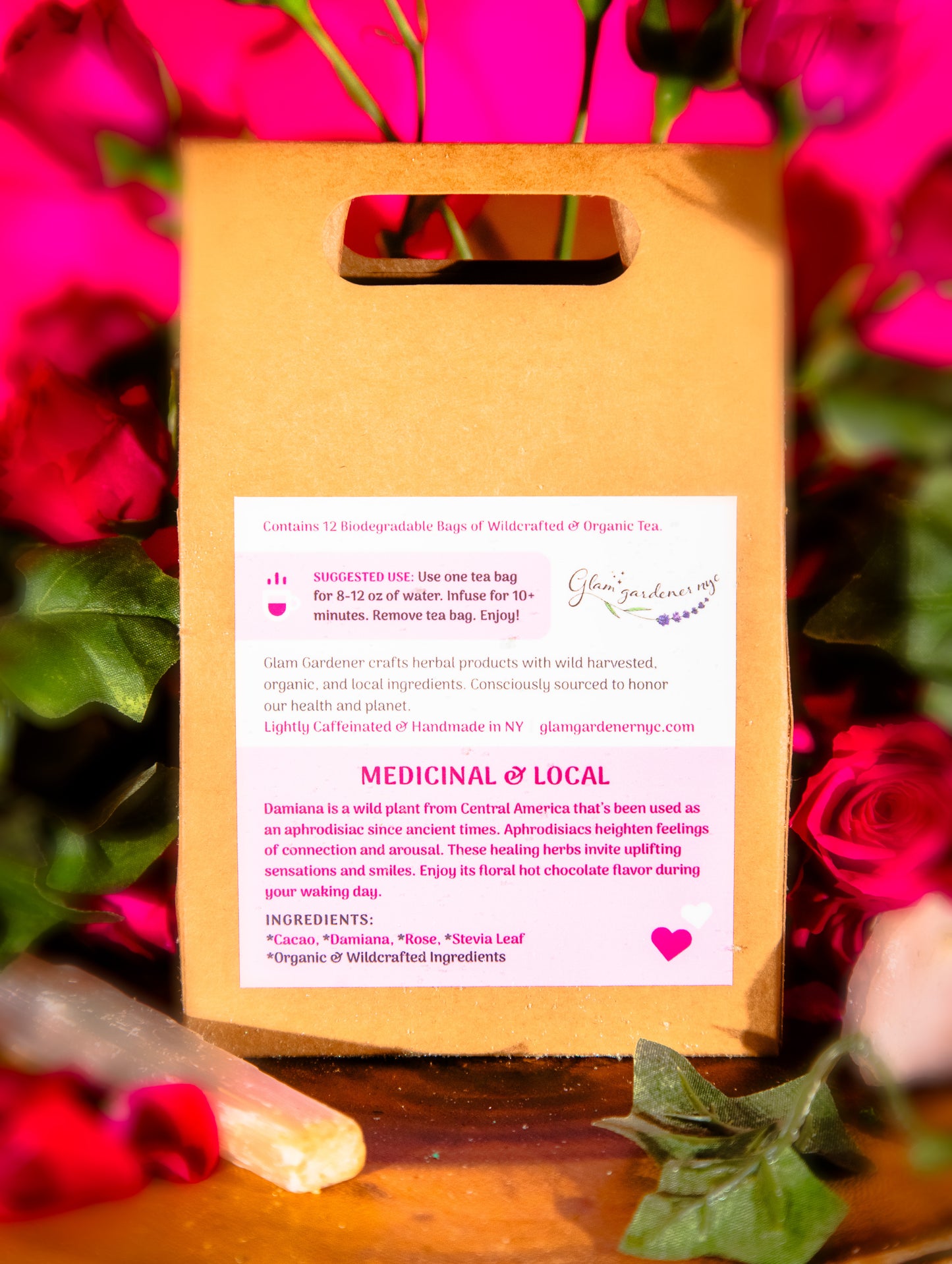 OPEN YOUR HEART | Aphrodisiac & heart-opening tea with Organic Cacao, Damiana, Rose & Stevia Leaf