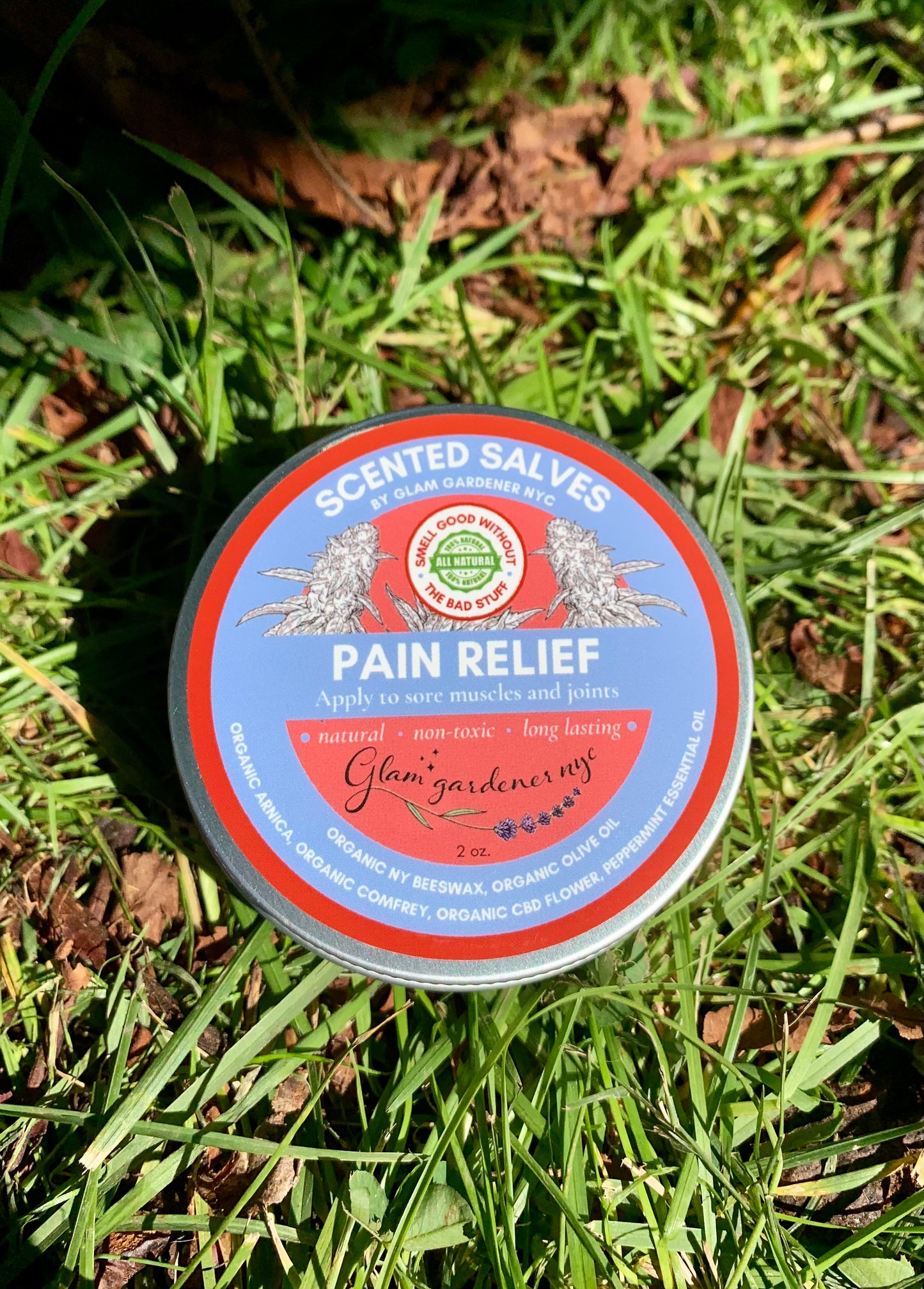 Pain Relief scented salve, healing lotion, and natural perfume with organic arnica, organic comfrey, and organic CBD for natural joint and muscle pain relief