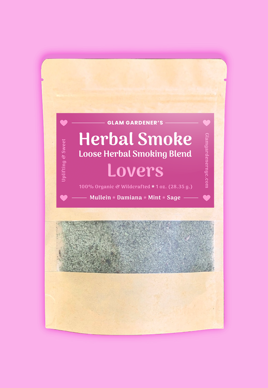 Lovers smoke Glam Gardener NYC Organic & Wildcrafted Mullein, Organic Damiana, Organic Mint and Organic Sage