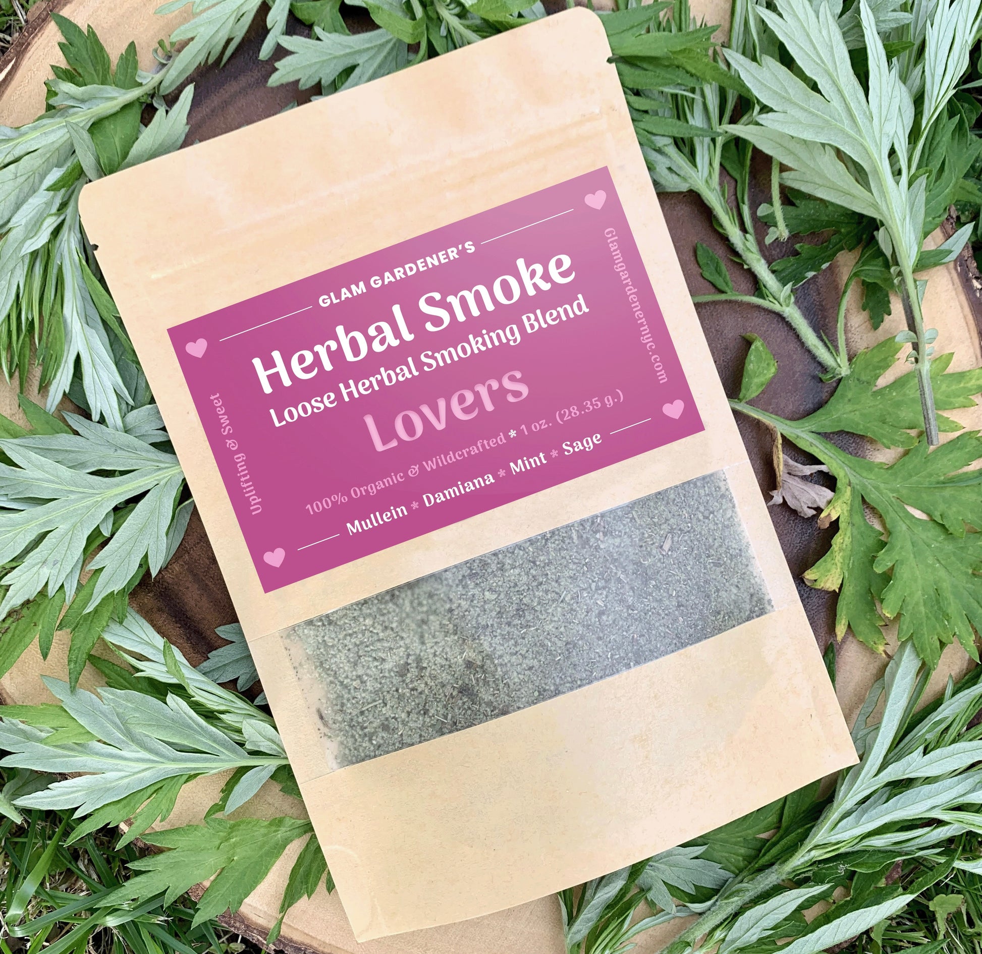Loose Lovers smoke Glam Gardener NYC Organic & Wildcrafted Mullein, Organic Damiana, Organic Mint and Organic Sage