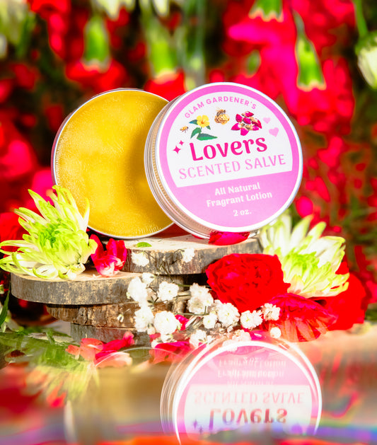LOVERS SALVE | Natural solid perfume and hydrating lotion infused with Rose, Damiana, and Rose absolute oil