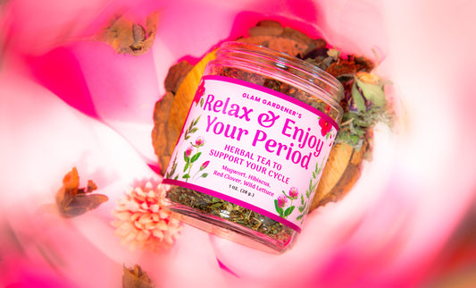 RELAX & ENJOY YOUR PERIOD • Looseleaf herbal tea for period and PMS relief with mugwort, red clover, wild lettuce, and hibiscus