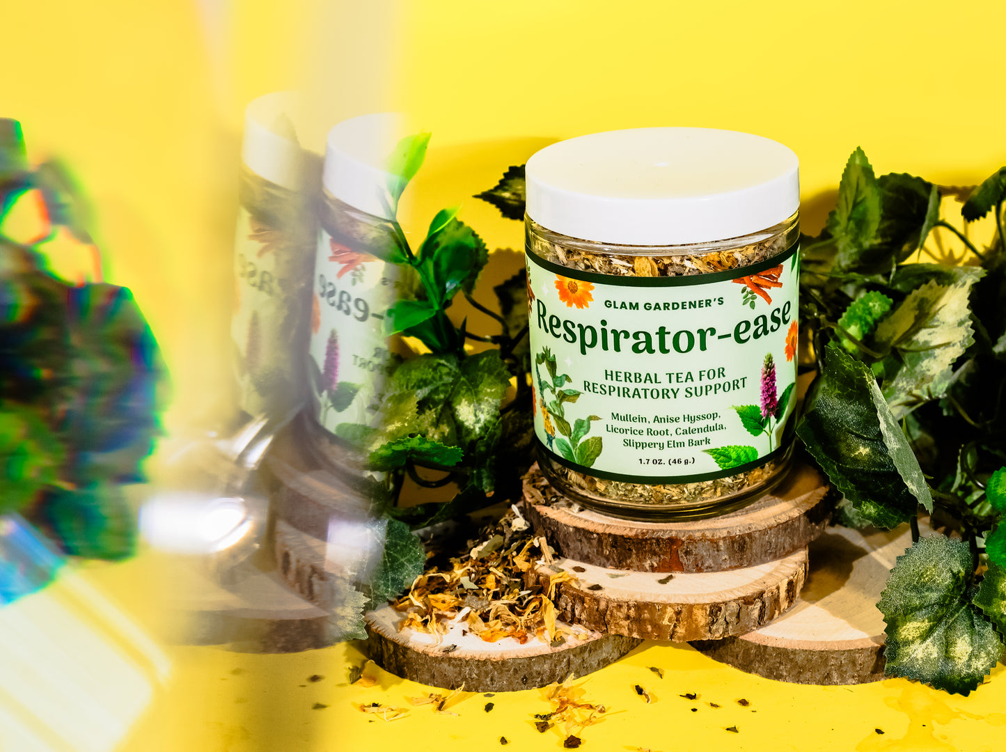 RESPIRATOR-EASE • Loose leaf herbal tea for Respiratory support with American-grown & organic Mullein, Licorice root, Anise Hyssop, Slipper Elm and Calendula