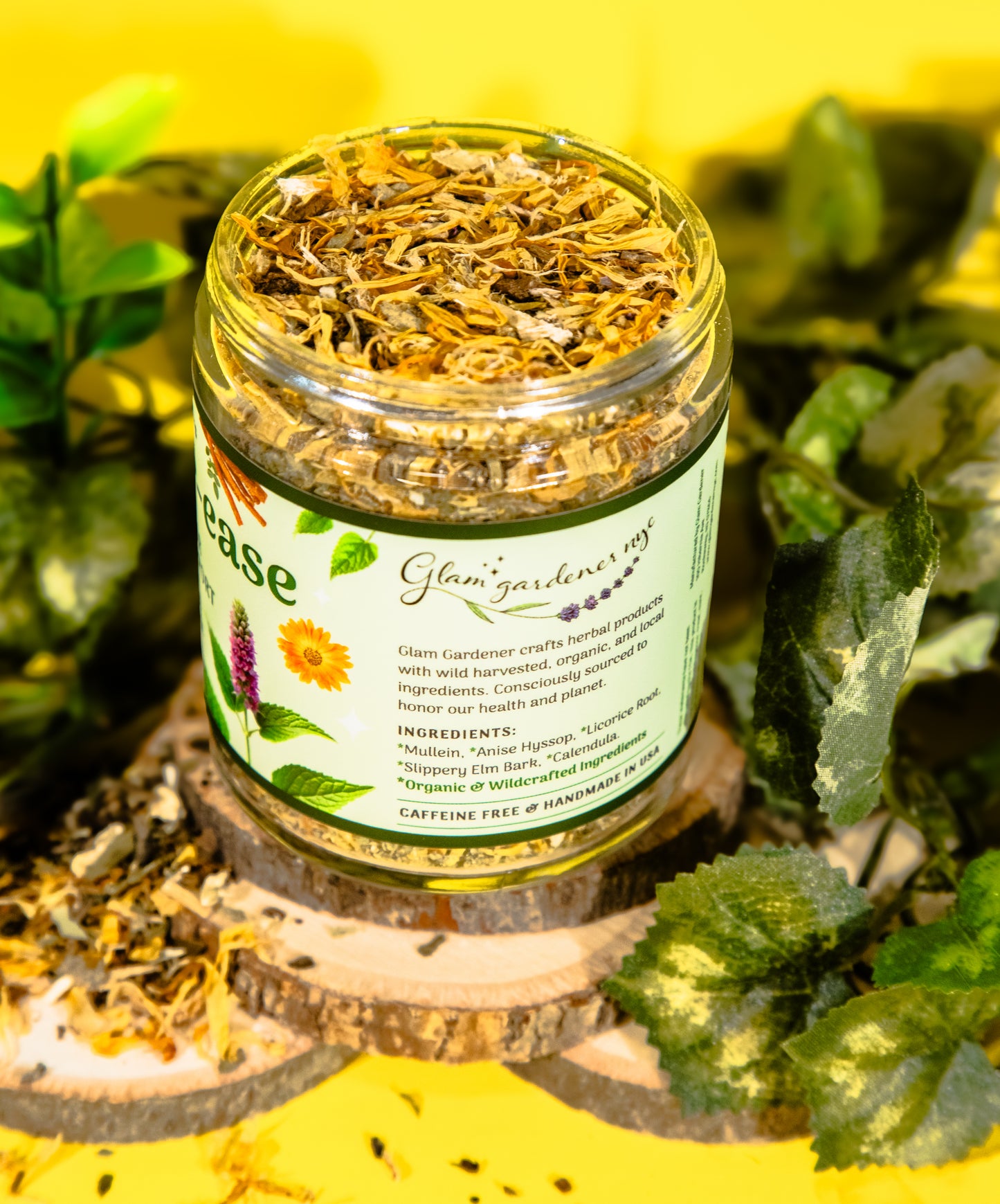 RESPIRATOR-EASE • Loose leaf herbal tea for Respiratory support with American-grown & organic Mullein, Licorice root, Anise Hyssop, Slipper Elm and Calendula