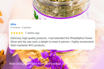 Google review Glam Gardener NYC - organic herbal products and handcrafted herbal teas 