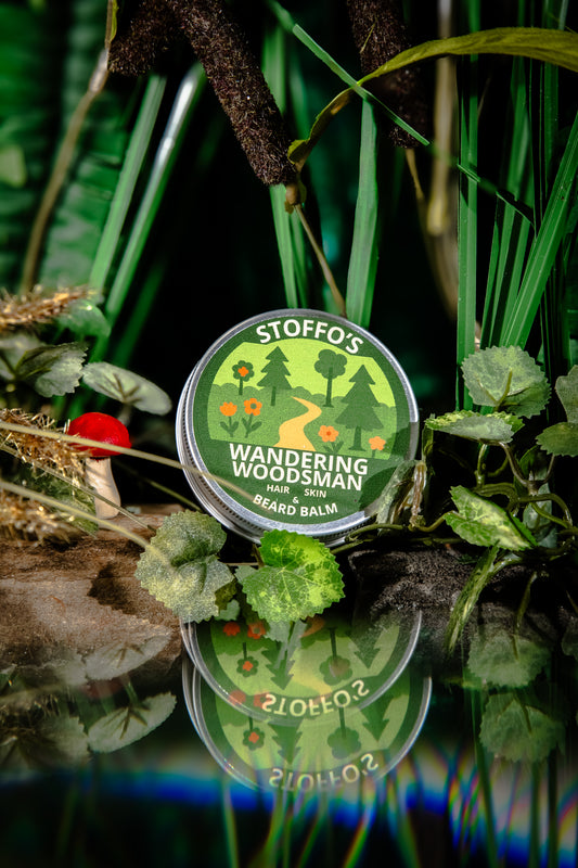 VEGAN WANDERING WOODSMAN • Beard Balm • Rose & Honeysuckle • Shaping wax & facial hair conditioner • Herb Infused with Stinging nettle