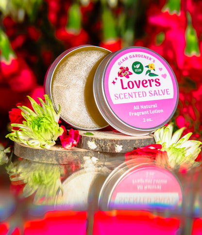 VEGAN LOVERS SALVE | Natural solid perfume and hydrating lotion infused with Rose, Damiana, and Rose absolute oil