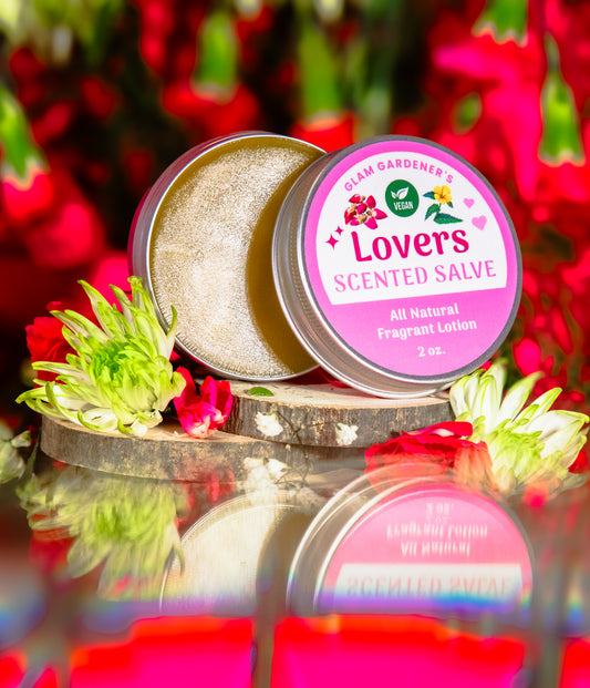 VEGAN LOVERS SALVE | Natural solid perfume and hydrating lotion infused with Rose, Damiana, and Rose absolute oil
