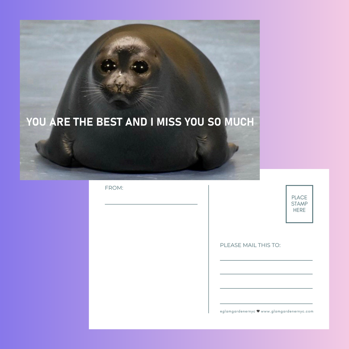 You are the best and I miss you so much post card with crying seal