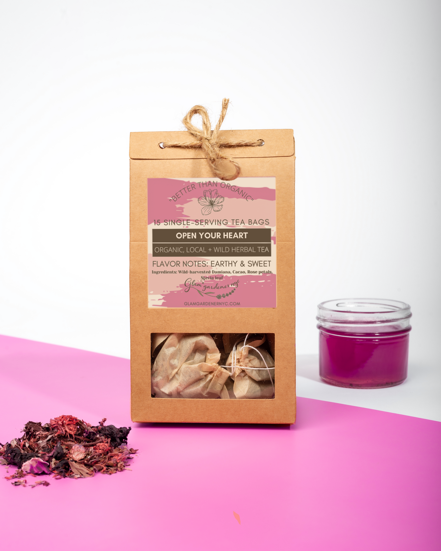 OPEN YOUR HEART | Aphrodisiac & heart-opening tea with Organic Cacao, Damiana, Rose & Stevia Leaf