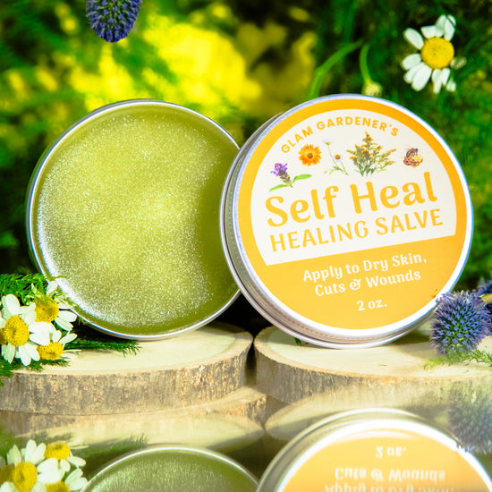 Self Heal Scented Salve by Glam Gardener, natural reedy for skin healing, cuts, burns, and wounds 