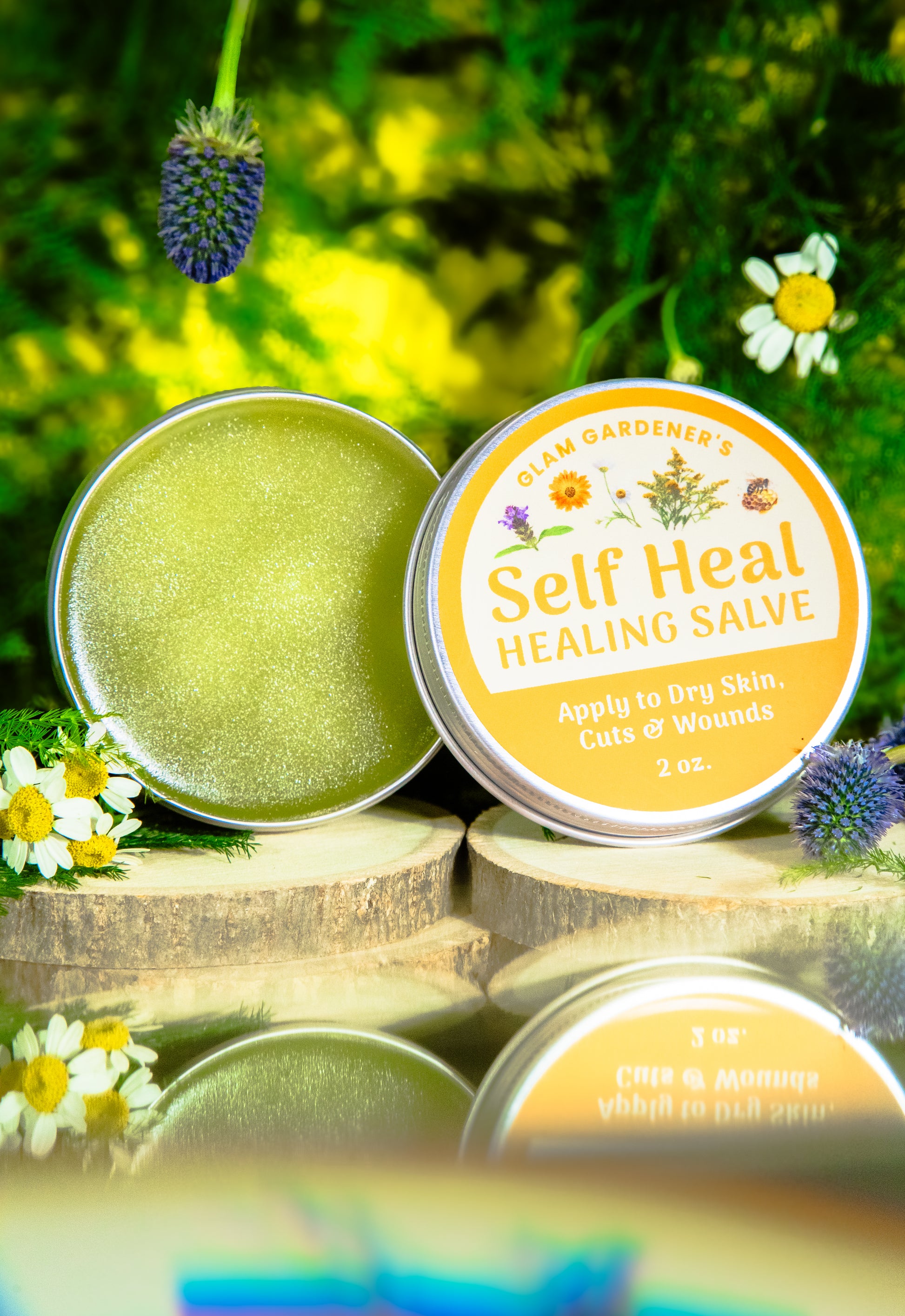 Self Heal Scented Salve by Glam Gardener, natural reedy for skin healing, cuts, burns, and wounds 