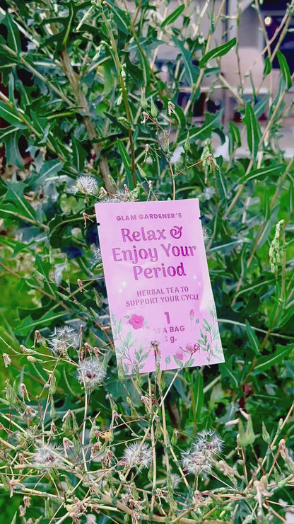 Relax & Enjoy Your Period • Single tea bag  • Herbal tea with Mugwort, Wild Lettuce, Red Clover & Hibiscus