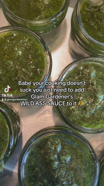WILD ASS SAUCE | Wild Onion & Garlic Mustard-infused herbaceous savory sauce for spreads, dips, sautés