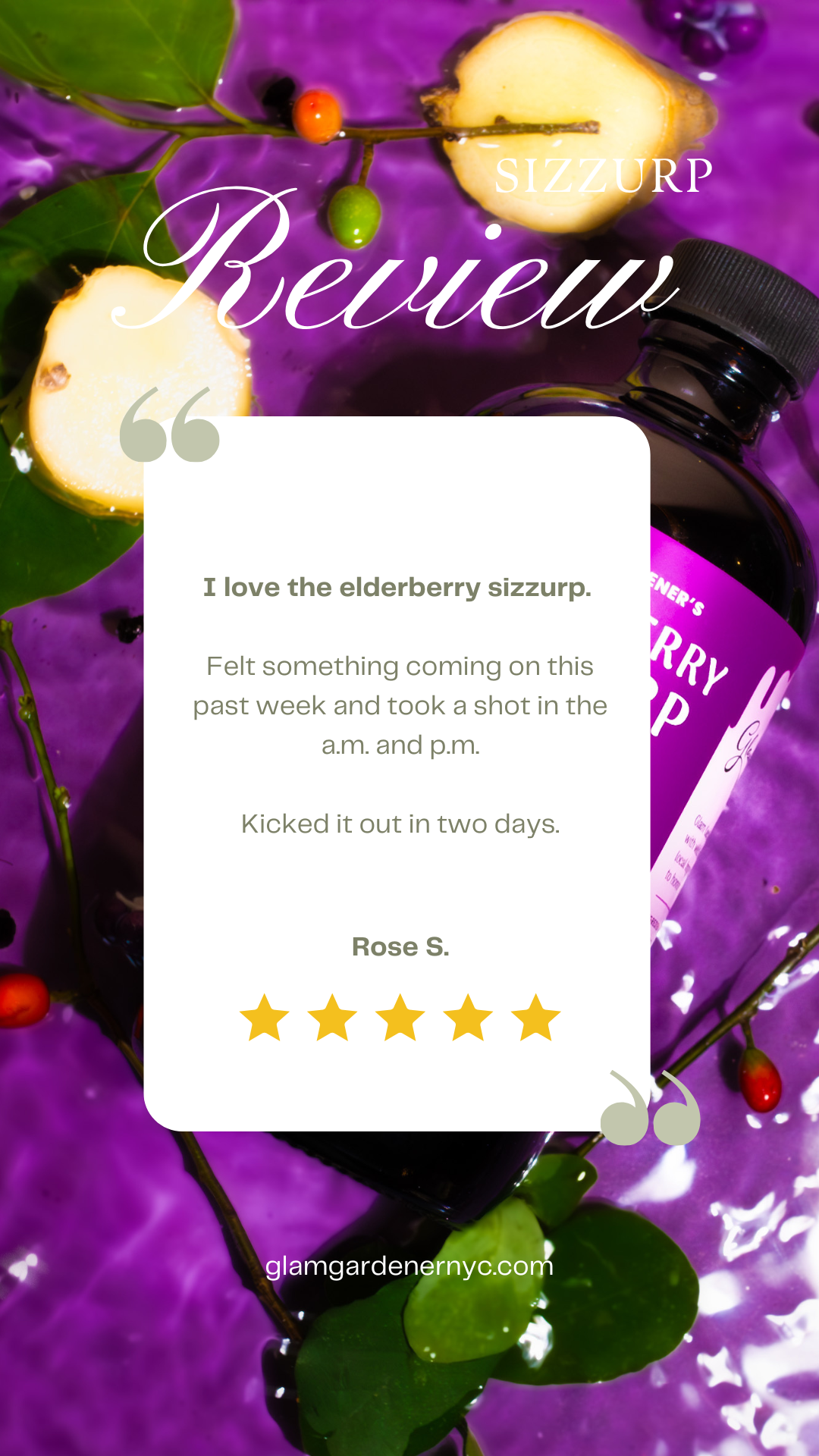 Glam Gardener's Elderberry SizZUrp Product Review - I love the elderberry sizzurp, felt something coming on this past week and took a shot in the a.m. and p.m. Kicked it out in 2 days.