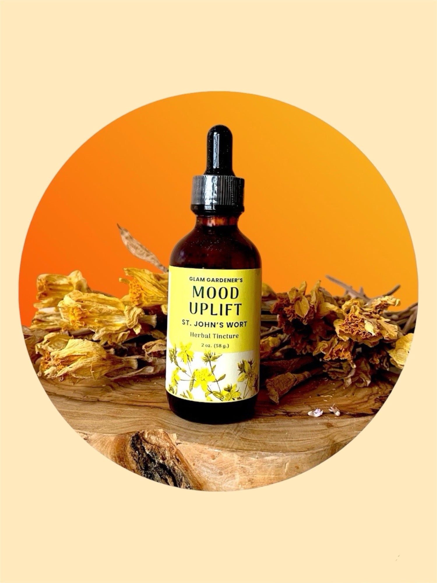 St John's wort wildcrafted herbal tincture by Glam Gardener NYC harvested in New York, New Jersey and Pennsylvania, organic herbal tincture for mood
