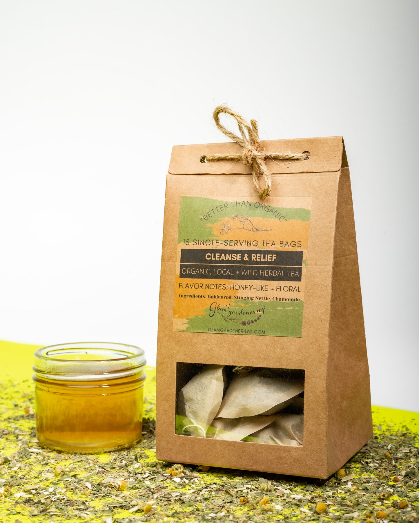 Cleanse + relief tea bagged herbal tea (designed to cleanse)