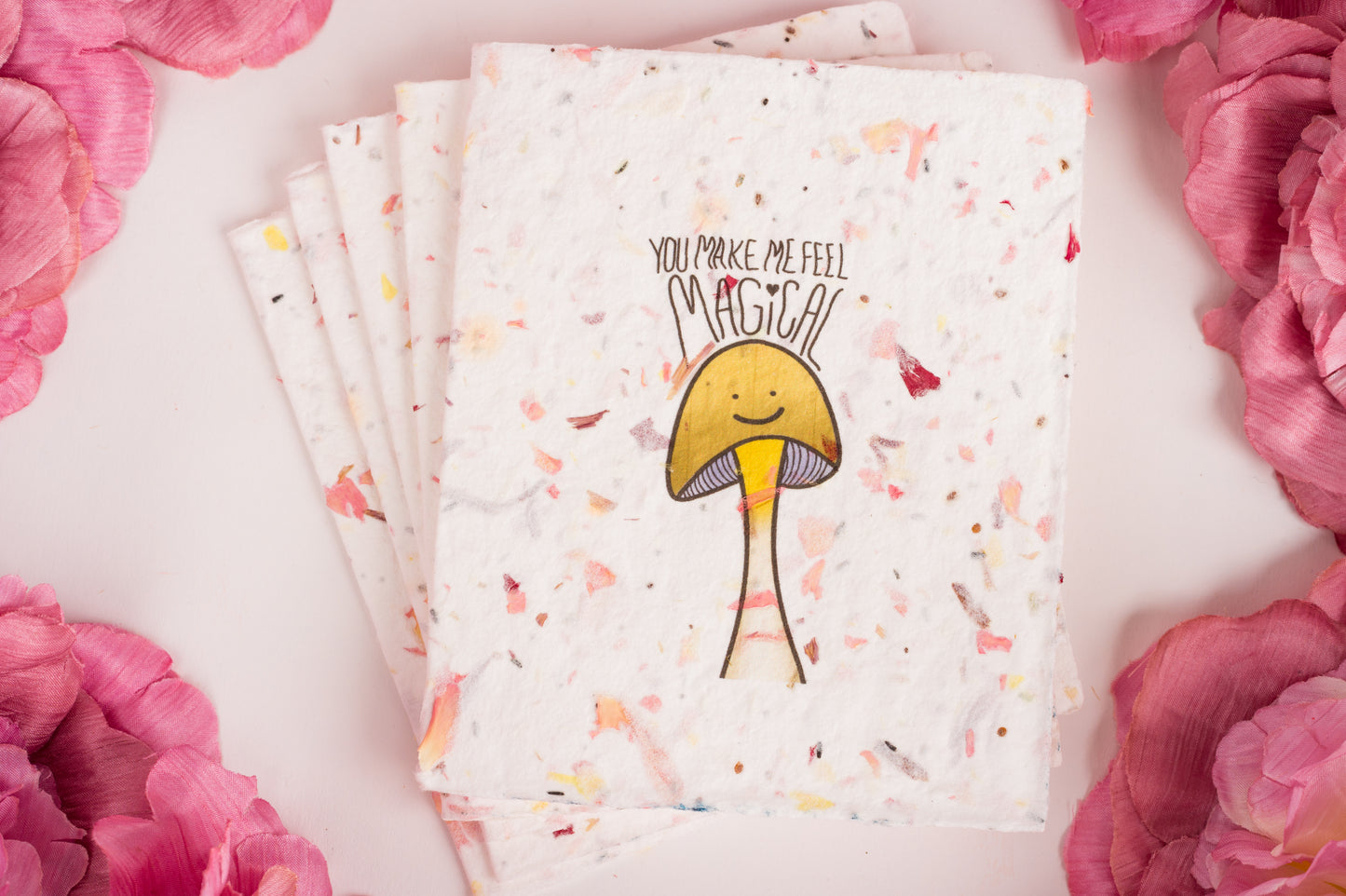 magic mushroom card made from plantable seed paper