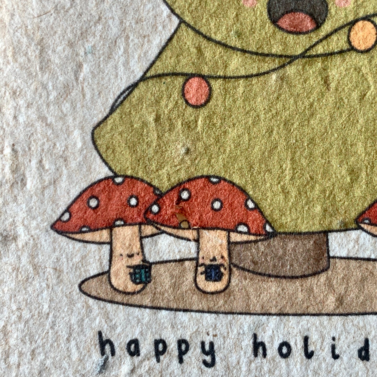 happy holidays card mushoom theme made with plantable seed paper