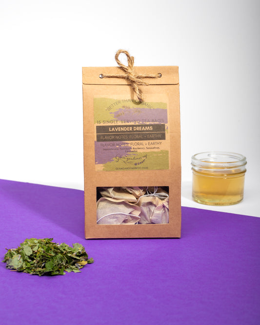LAVENDER DREAMS | Soothing, floral evening tea with Wildcrafted Sassafras, Bayberry & Organic Lavender