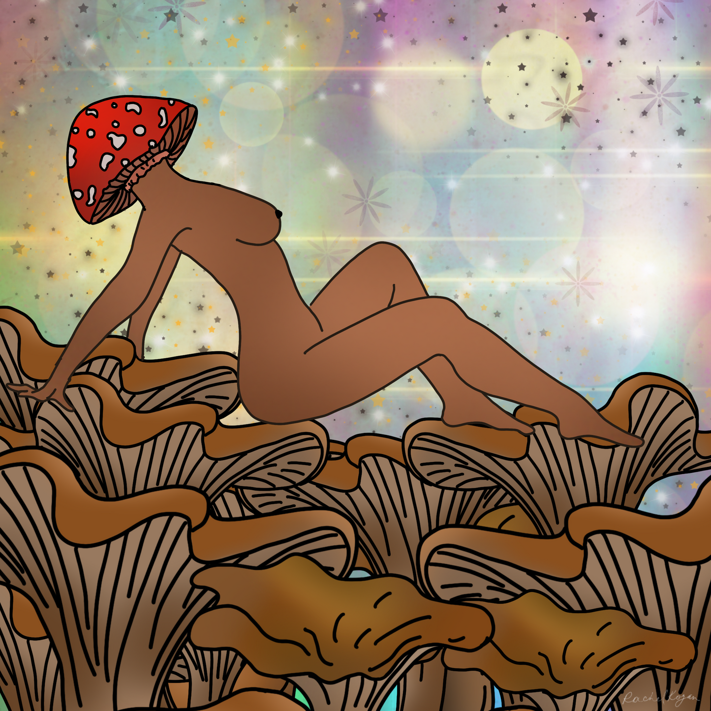 naked mushroom chic print