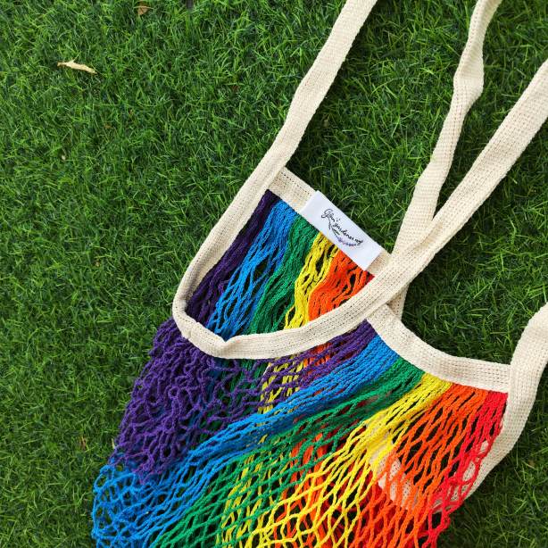 rainbow eco mesh tote bag
