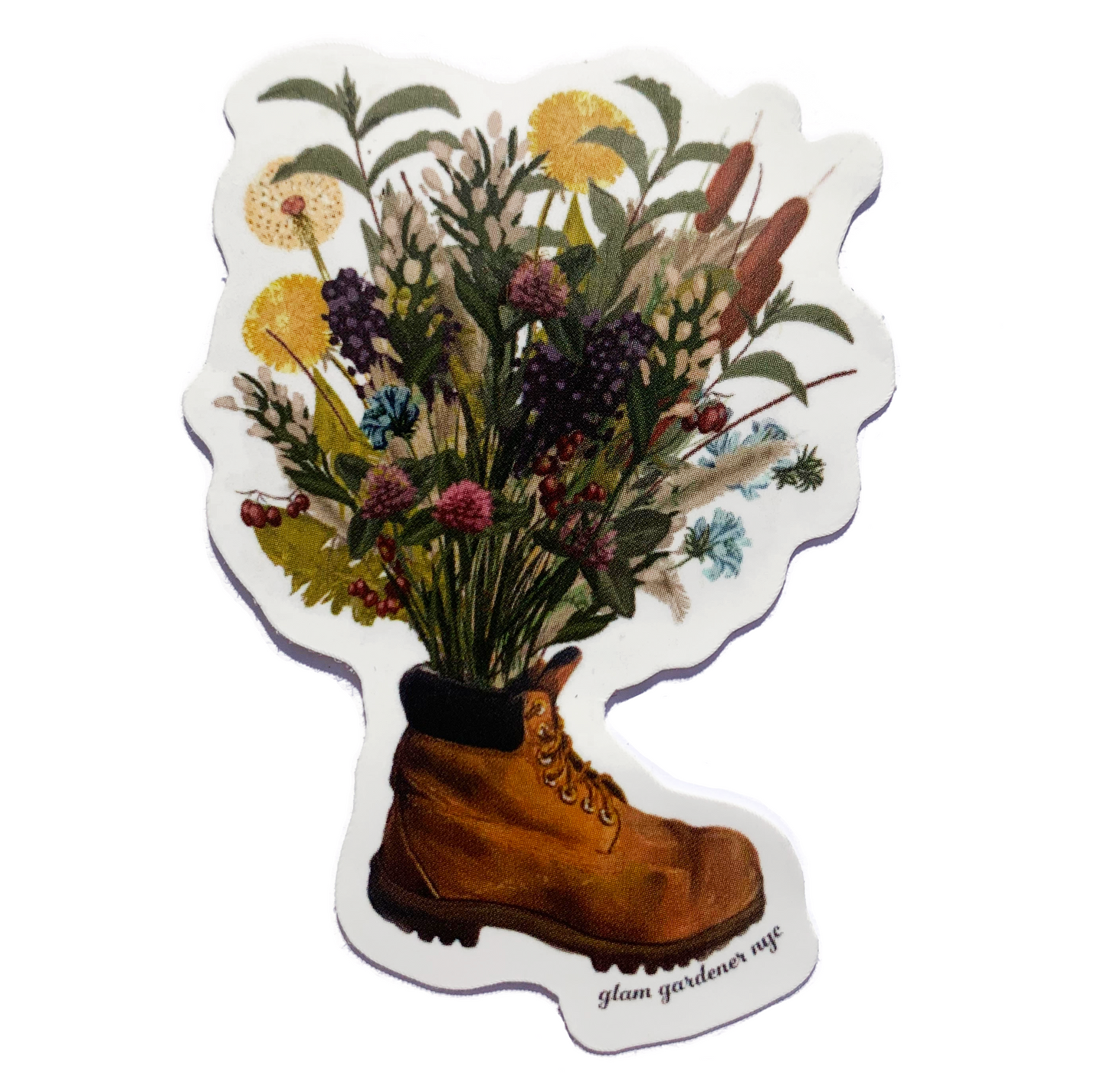 bouquet in a timberland sticker